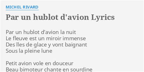 Paroles de Par un hublot d’avion par Michel Rivard — La Boîte .